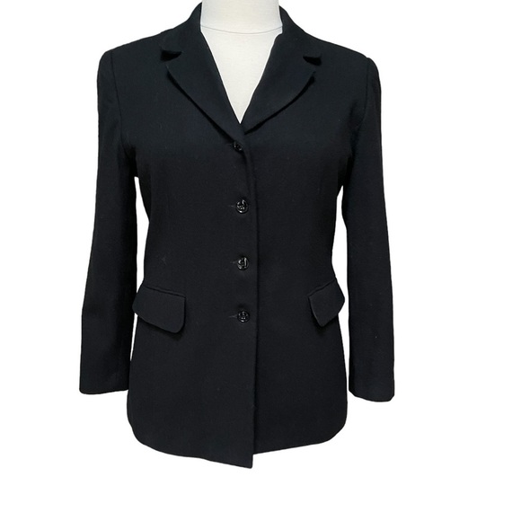 Vintage 100% Pure Wool 3 Button Black Blazer‎ By Norton McNaughton Size: 14 - Picture 1 of 8